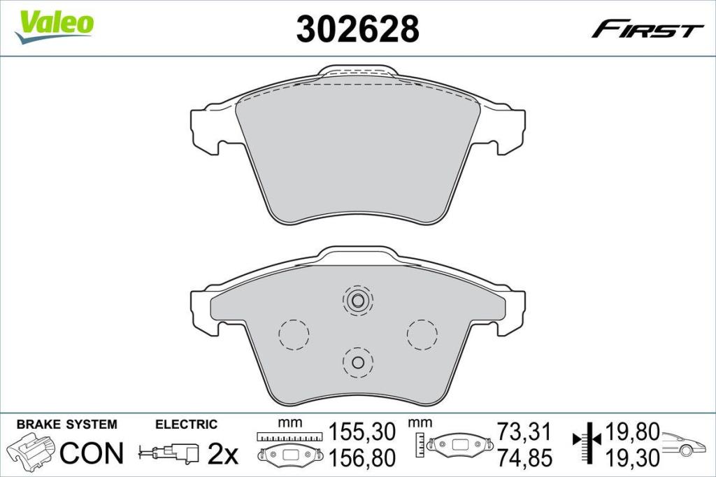 Jogo de 4 pastilhas de travão VALEO ref. 302628